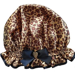 Generously Oversized Shower Cap - Wild Cat Leopard Animal Print