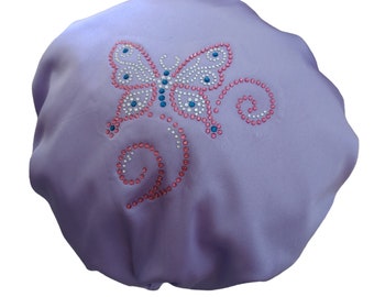 Ladies Diamante Shower Cap - Lilac Butterfly