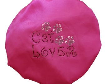 Ladies Diamante Shower Cap - Cat Lover