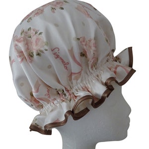 Satin SLEEP CAP /  NIGHT Hair Bonnet - Ivory & Rose