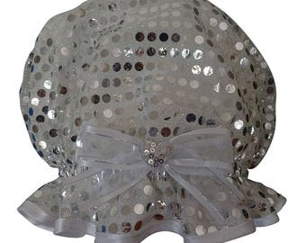 Ladies Shower Cap - Silver Sequin