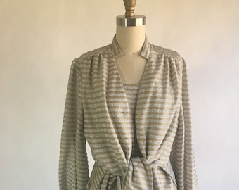 1970s Metallic Silver & Gold Striped Cami and Jacket Set by Ample Togs California