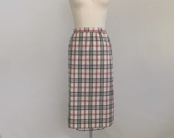 1970s 80s Tan Plaid Skirt by Country Sophisticates Petite • Size 6