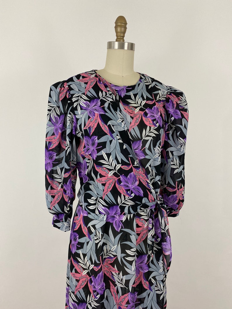 1980s Pink And Purple Floral Dress By Charlee Allison for Eljay \u2022 Size 1112