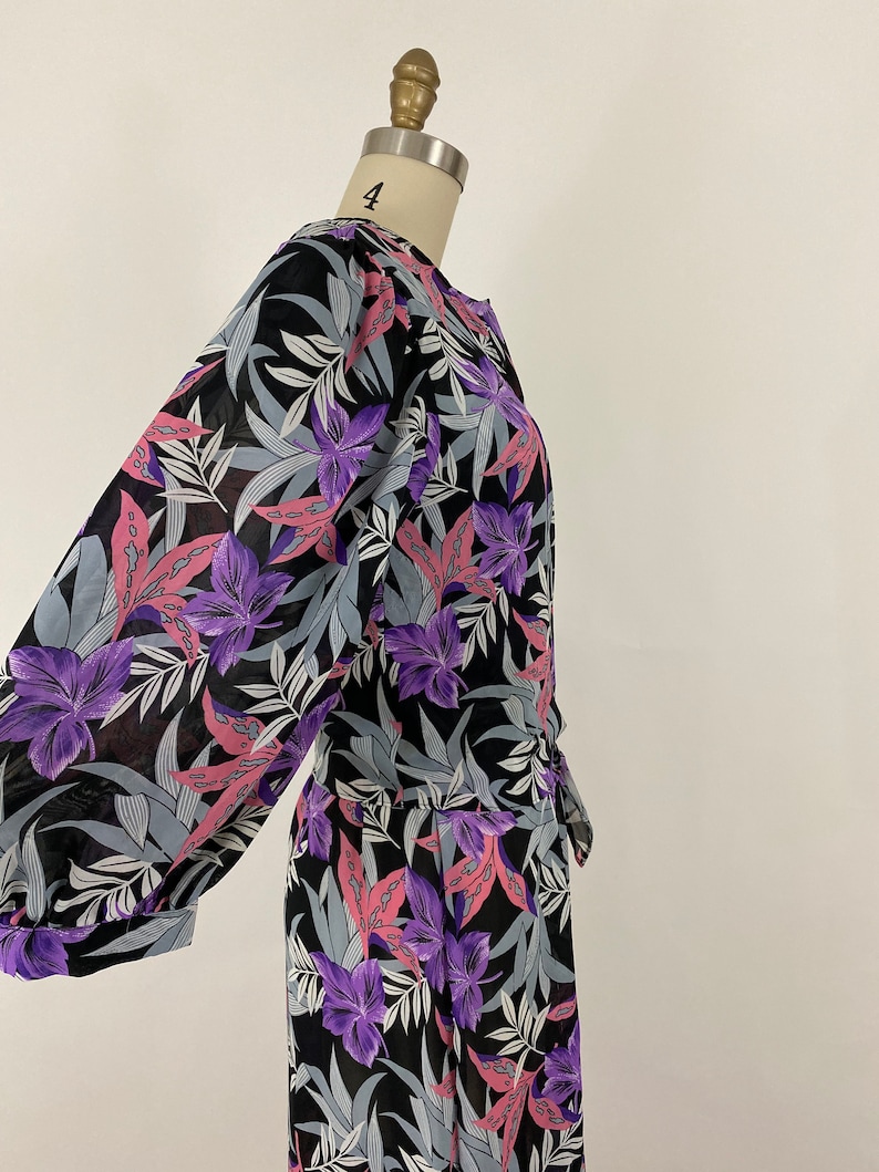 1980s Pink And Purple Floral Dress By Charlee Allison for Eljay \u2022 Size 1112