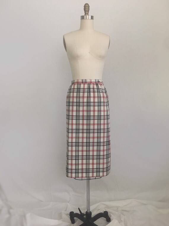 1970s 80s Tan Plaid Skirt by Country Sophisticates