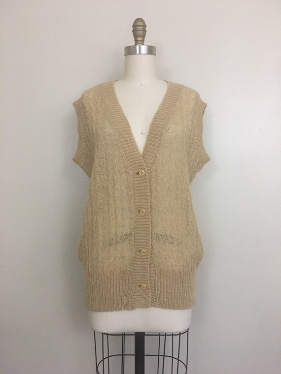 1980s Italian Virgin Wool Mohair Lace Knit Sweater