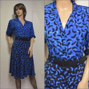1980s Royal Blue Drop Waist Dress by Perceptions • Size Small