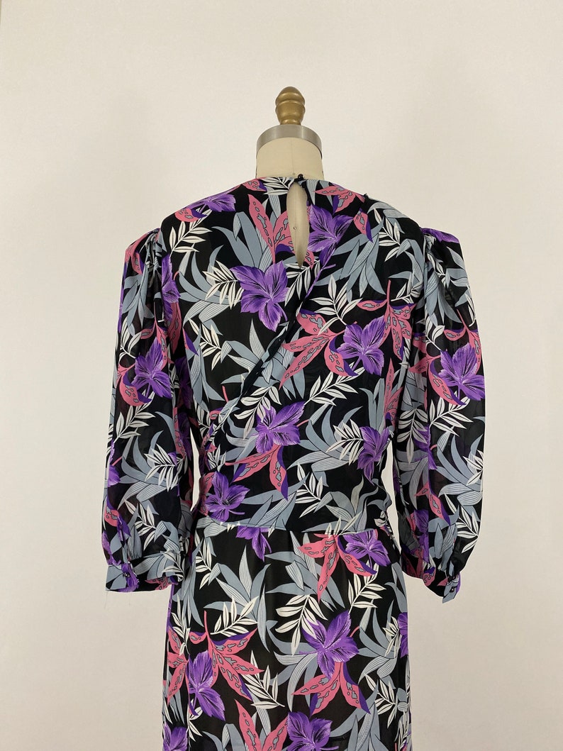 1980s Pink And Purple Floral Dress By Charlee Allison for Eljay \u2022 Size 1112