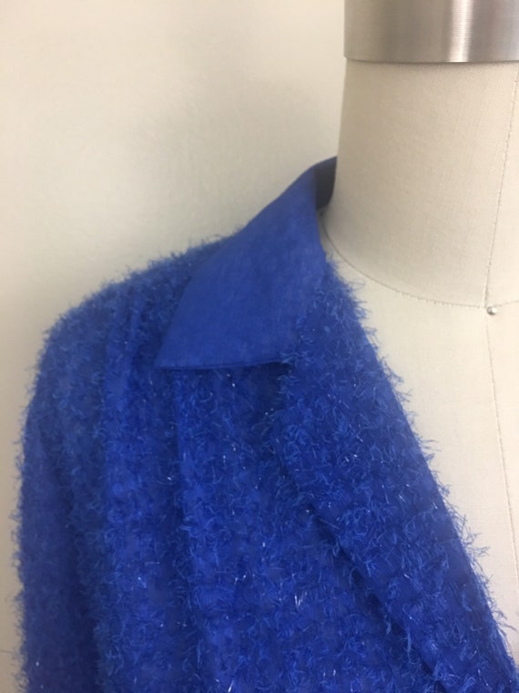 1970s 80s Royal Blue Fuzzy Eyelash Blouse by Empi… - image 3