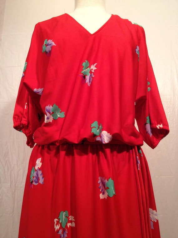 1970s Red Floral Dress by JCPenney Fashions • Siz… - image 2