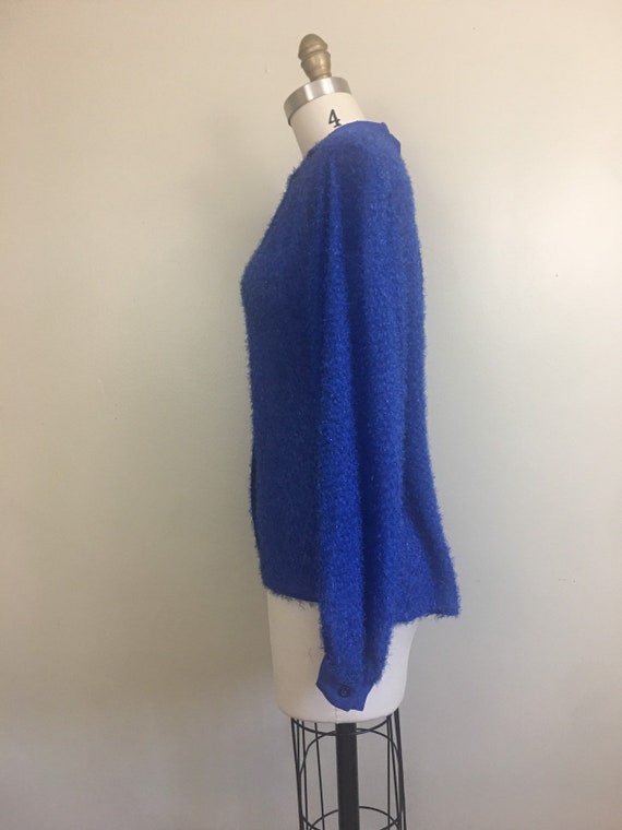 1970s 80s Royal Blue Fuzzy Eyelash Blouse by Empi… - image 6