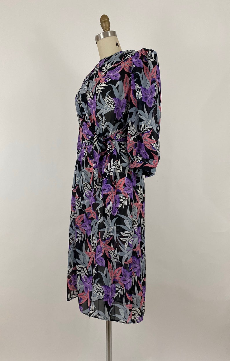 1980s Pink And Purple Floral Dress By Charlee Allison for Eljay \u2022 Size 1112