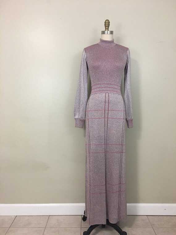 1970s Metallic Pink Maxi-dress by Wenjilli • Size