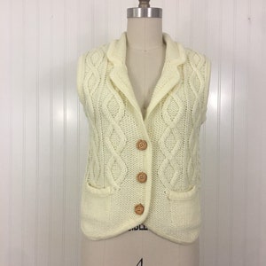 1980s Ivory Sweater Vest by Fashion Bug • Size Small