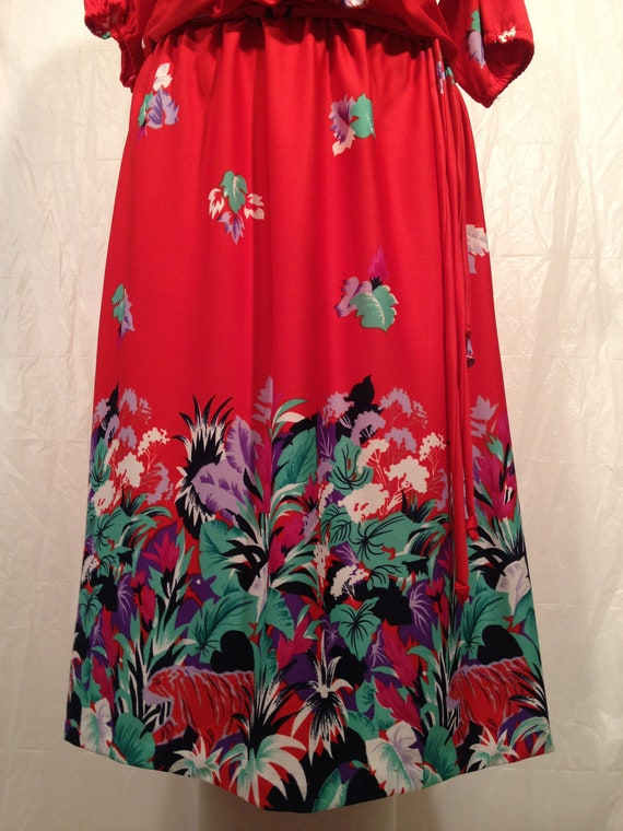 1970s Red Floral Dress by JCPenney Fashions • Siz… - image 3