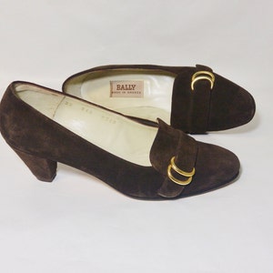 Vintage Bally Pumps Brown Suede Made In Greece Size 35