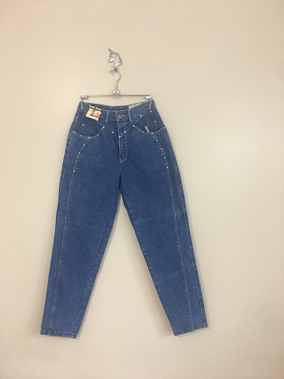 1980s Bon Jour Tapered Studded High Rise Jeans 28"