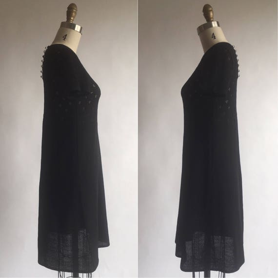 1960s Vintage Black Pointell Knit Dress - image 5