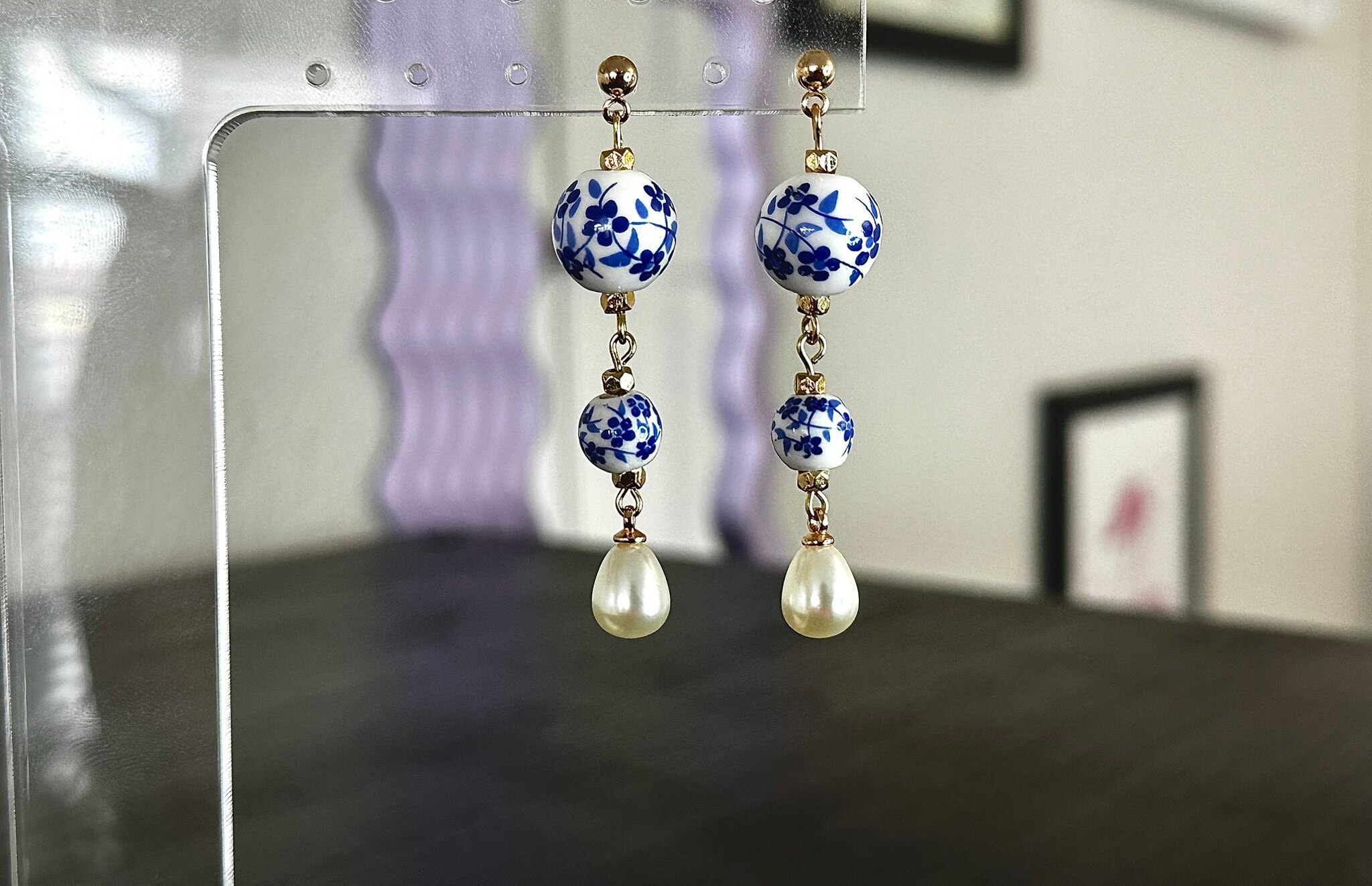 dress blue or gold explained Blue Cascade Line Earrings (exclusively-ours) – Stephanie Occhipinti Design