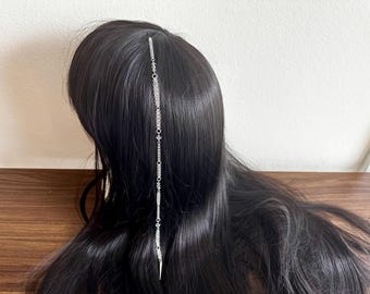 Silver & Diamond spike hair chain, gothic accessories, ethereal jewelry, whimsical
