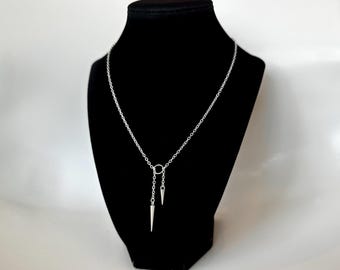 Spiked Silver Chain: Gothic Necklace, Statement Jewelry, Medieval Accessories, Minimalist Grunge, Byzantine