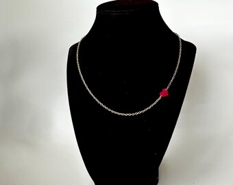 Red Heart Choker: Romantic jewlery, gold chain necklace, coquette charm choker,