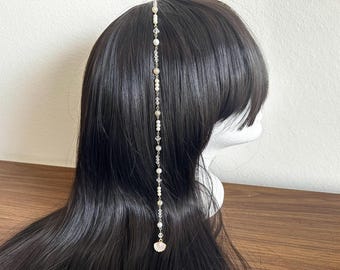 Chaîne pour cheveux en coquillage : bijoux de sirène en cristal et perles