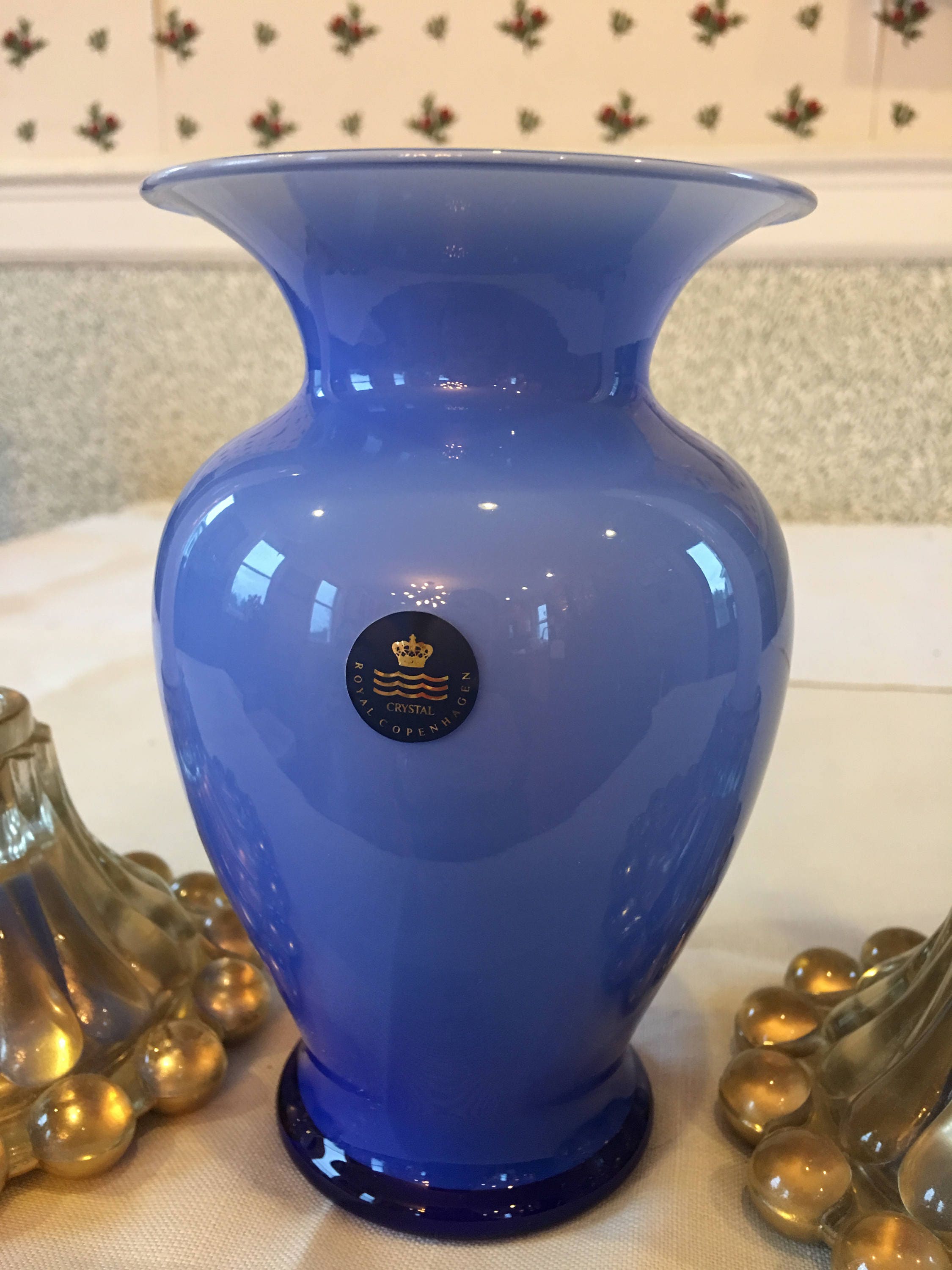 Royal Copenhagen Crystal Vase Ombre Blue Cobalt Blue Sky Blue Etsy