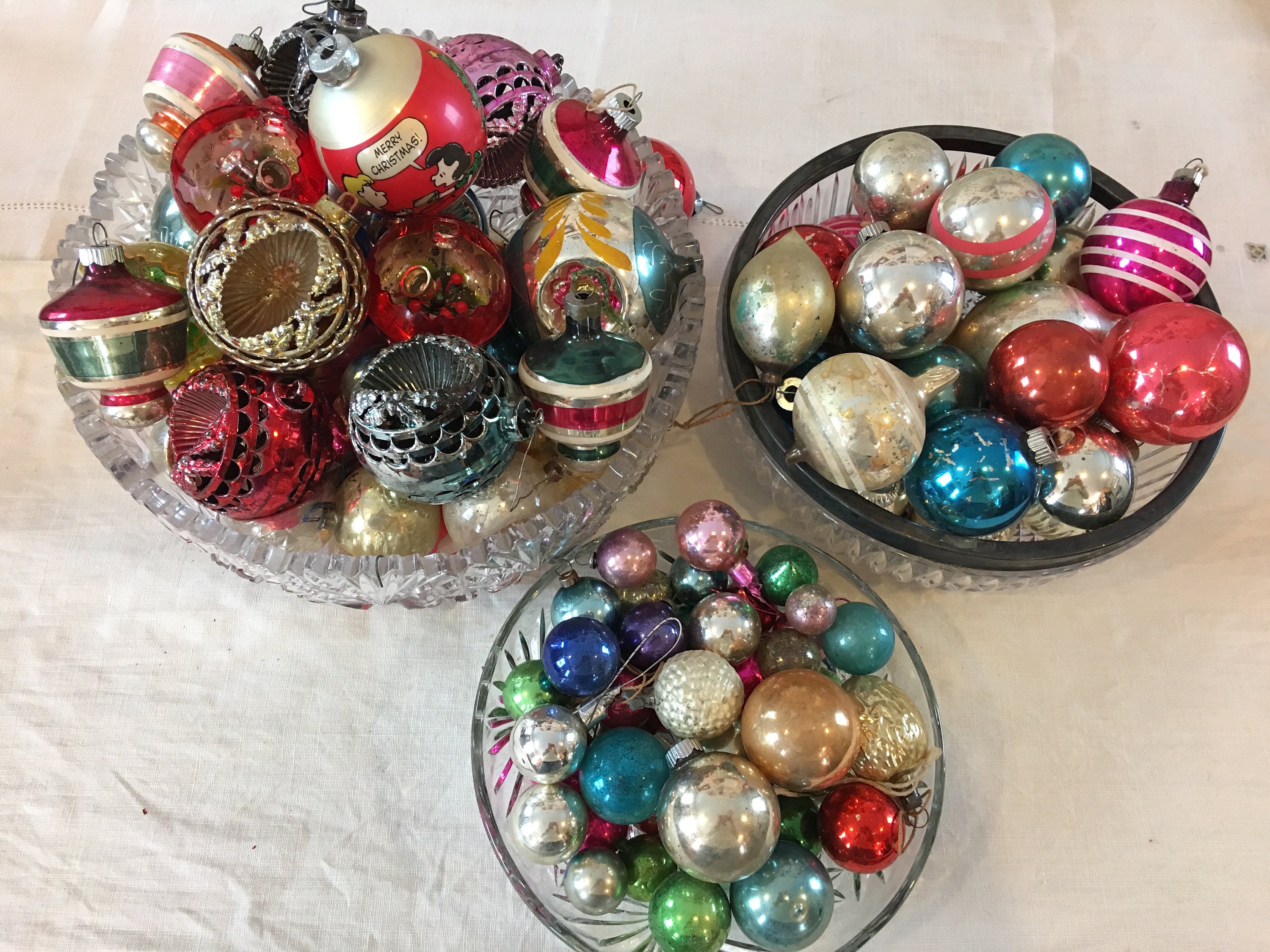 huge collection of mercury glass vintage plastic christmas tree ornaments 1950 mid century crackle glass bells 103 ornaments small med large - Vintage Plastic Christmas Decorations huge collection of mercury glass vintage plastic christmas tree ornaments 1950 mid century crackle glass bells 103 ornaments small med large - Vintage Plastic Christmas Decorations