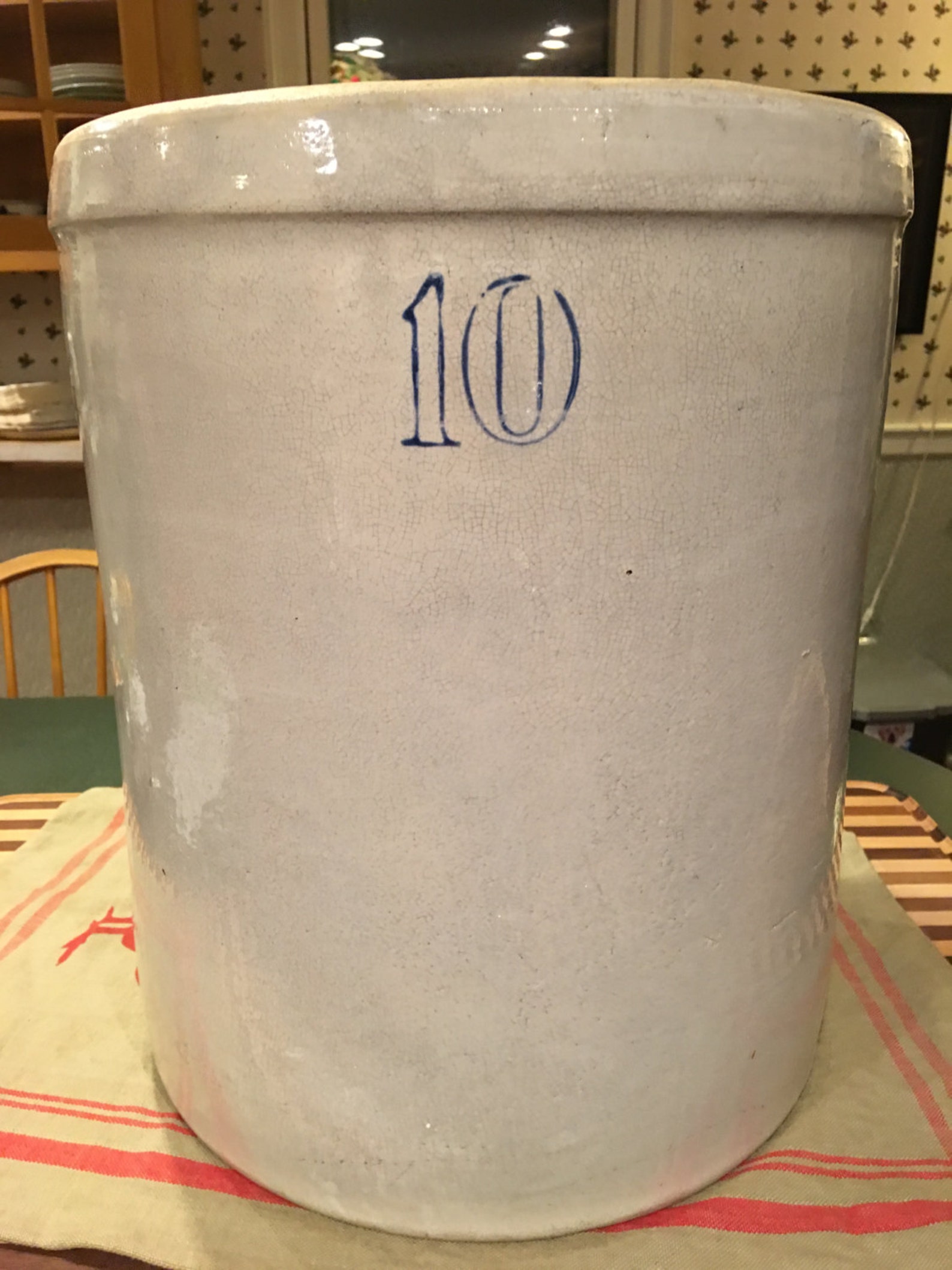 Antique Stoneware Pottery Crock 10 Gallon Size Salt Glazed Etsy