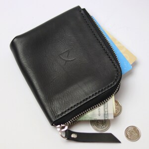Cartera de cuero con cremallera, billetera unisex, tarjetero con cremallera, billetera todo en uno, regalo de Navidad,