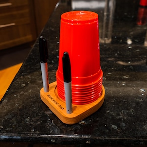 Red solo cup holder with marker holder