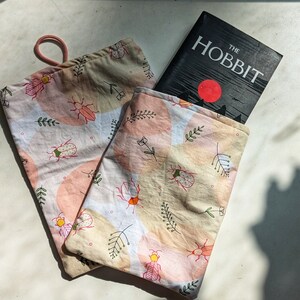 Pochette de livre floral rose, Book protector flowers,
