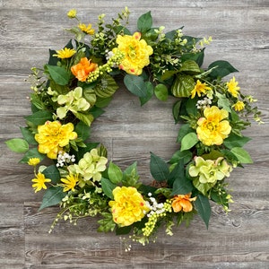 Yellow Wildflower Wreath: Bright Summer Door Decor