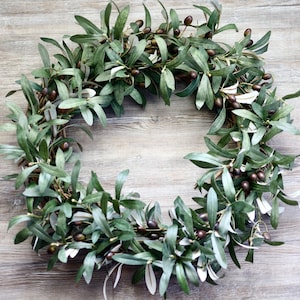 Olive Branch Wreath for Front Door, Year-Round Greenery Wreath, Olive Greenery Wreath, Modern Greenery Wreath, Housewarming Gift