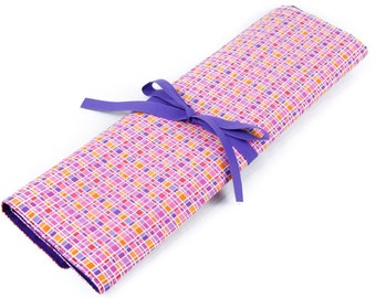 Large Knitting Needle Case - City Lights - 30 Purple Pockets for Straight, Circular, Double Pointed and Accessory Storage Organizer