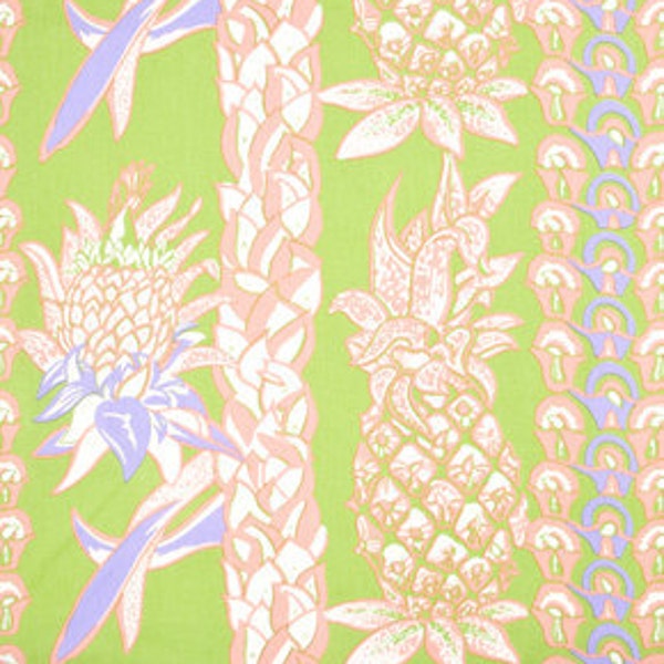 BOGO Sale Fabric - Pineapple Lei by Alfred Shaheen Hawaiian Prints - by the yard - Buy 1 yard get second free