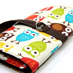 Crochet Knitting Needle Organizer Tool Case - Urban Owls / Brown / Medium