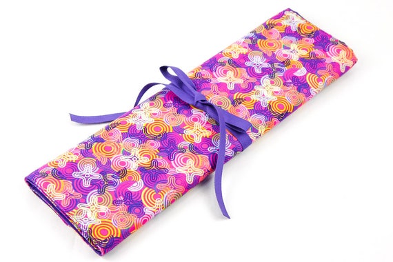 Large Knitting Needle Organizer or Art Tool Case - Frenzy - 30 Purple Pockets