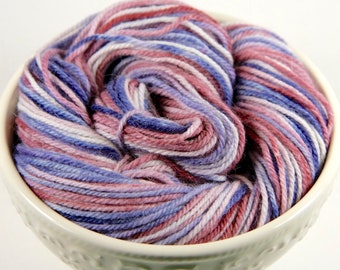 Hand Painted Yarn - Bonnet - Angora Rabbit Super Wash Wool Yarn - Worsted - 2 oz.