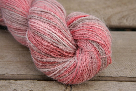 Cherry Chocolate - Handpainted Angora Alpaca Wool Yarn 3.2 oz - Sock Fingering Hand Dyed