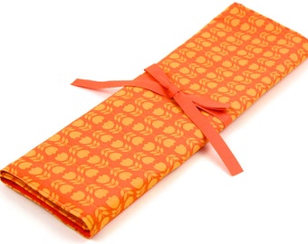 Large Knitting Needle Case - Mini Tulip - 30 Orange Pockets for Straights, Circulars, Double Point and Accessory Storage Organizer