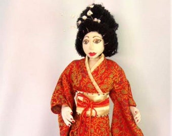 E- PATTERN- TAMLYN, Geisha Girl, 43cm (17") Tall, DIY Art Doll, Tutorial, Instructional, Home Décor, Michelle Munzone, Cloth Dolls, elf