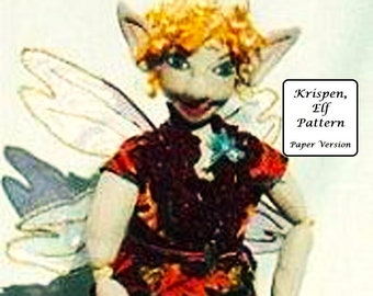 PATTERN- Paper Version, Krispen, DIY Elf, textile art, fairy, Elf, soft sculpture, cloth doll, tutorial, doll making by Michelle Munzone