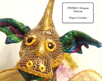 PATTERN, Paper Version,  PRIMO, Dragon- 17" (44 cm) Tall, TUTORIAL, Cloth dolls, Workshop, Projects, Diy Dragon