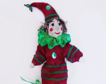 ELF POPPIN- Cone PUPPET by Michelle Munzone, 56 cm (22”) Tall, One of a Kind, Hanging Christmas Ornaments, Michelle Munzone, Home Decor,
