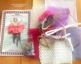 Supplies/KIT and PATTERN to make ISABO, Diy Fairy, Cloth Dolls, Tutorial, Fabrics, Beads, Project, Home Decor, Michelle Munzone, Gift Ideas