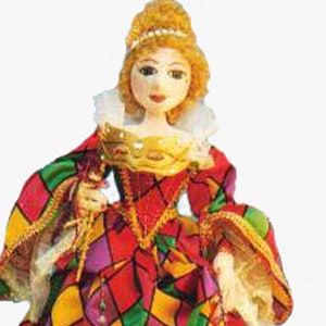 E PATTERN, Commedia D'Arte, ARLECCHINA,, Make a Costume doll, Cloth doll Workshop, Cloth Doll Projects, tutorial, Michelle Munzone, Diy image 1