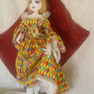E PATTERN, Commedia D'Arte, ARLECCHINA,, Make a Costume doll, Cloth doll Workshop, Cloth Doll Projects, tutorial, Michelle Munzone, Diy image 3
